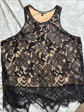 Express Black Lace Camisole with Nude Lining
